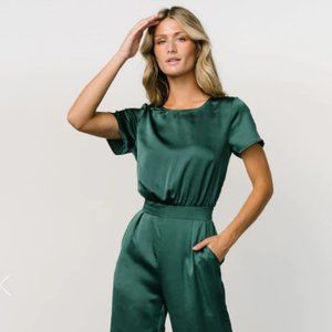 Jaxton Satin Jumpsuit | Hunter Green - Medium